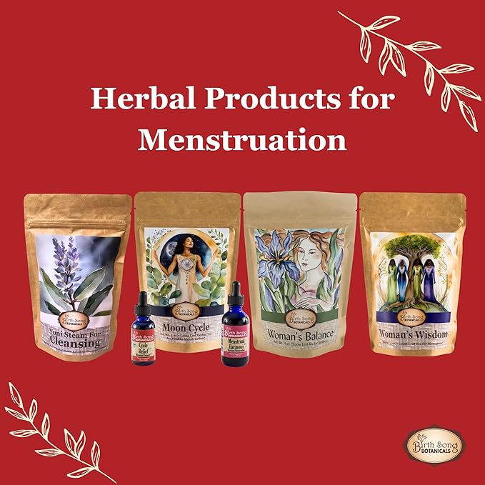 Birth Song Botanicals Menstrual Cycle Support Tincture, Herbal Drops for Healthy Menstruation, Natural Menstrual Care Supplement for Teens and Adults, Period Support 1oz.