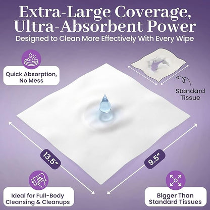 Disposable Dry Wipes, 200 Pack – Ultra Soft Non-Moistened Cleansing Cloths for Adults, Incontinence, Baby Care, Makeup Removal – 9.5" x 13.5" - Hospital Grade, Durable – by ProHeal