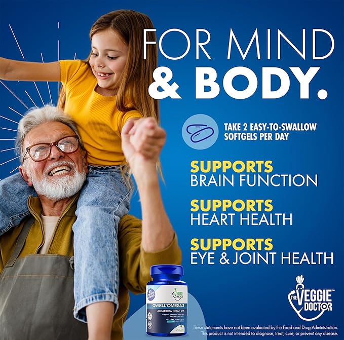 Vegan Omega 3 Supplement – Algae Omega 3 with DHA EPA DPA – Vegan Capsules from Algal – Fish Oil Alternative – Plant-Based Algae Oil Formula – Non-GMO, Carrageenan-Free (120 Capsules, 2 Month Supply)