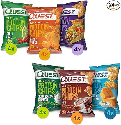 Quest Nutrition Protein Chips Variety Pack Bundle, High Protein, Low Carb, 24 Count