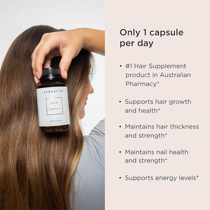 JSHealth Hair Growth Vitamins for Women. Hair + Energy with Kelp Iodine and Zinc. Supports Thickness, Strength, Energy. Nutritionist-Formulated (30 Capsules)
