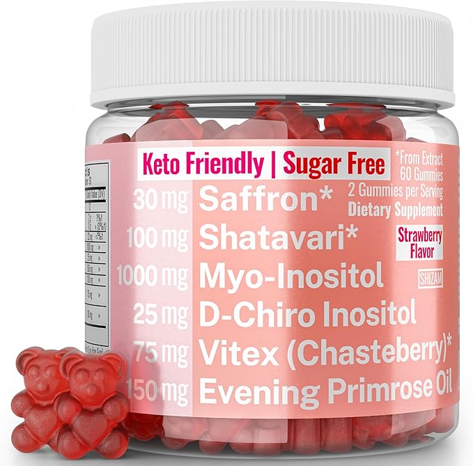 Evening Primrose Oil Vitex Chaste Tree Berry Saffron Threads Extract Shatavari Root Myo-Inositol & D-Chiro Inositol Gummies for Women Capsules Power Supplement Alt Organic Chasteberry Herb Myoinositol