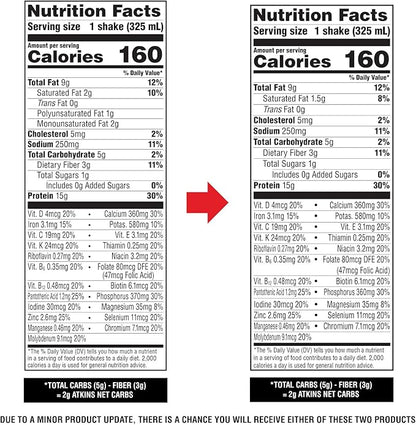 Atkins Milk Chocolate Delight High Protein Shake, 15g Protein, 2g Net Carb, 1g Sugar, Keto Friendly, Chocolate Flavored Protein Shakes, 12 Count