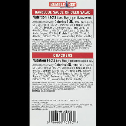 Bumble Bee Snack on the Run BBQ Chicken Salad with Crackers Kit, 3.5 oz - Ready to Eat, Spoon Included - Shelf Stable & Convenient Protein Snack (Pack of 5)
