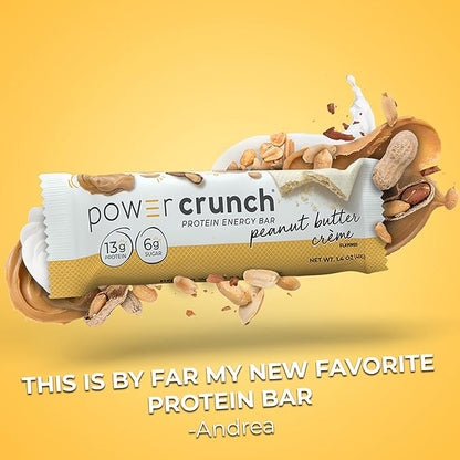 Power Crunch Protein Wafer Bars, High Protein Snacks with Delicious Taste, Peanut Butter Crème, 1.4 Ounce (12 Count)