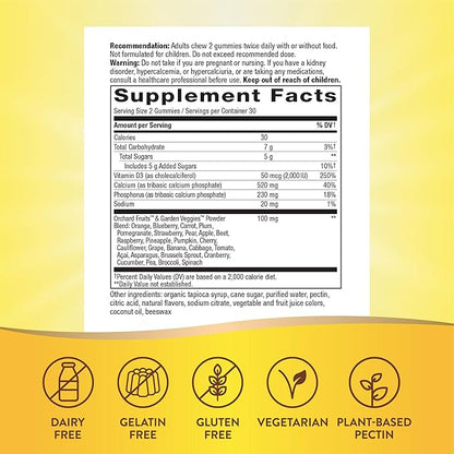 Nature’s Way Alive! Chewable Calcium Gummies with Vitamin D3, Daily Supplement Supports Healthy Bones and Teeth, and Muscle Function*, Strawberry and Raspberry-Lemonade Flavored, 60 Gummies