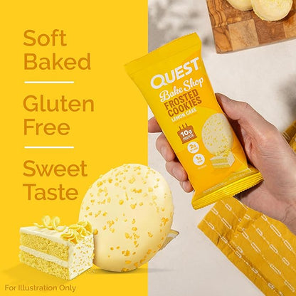 Quest Nutrition Frosted Protein Cookies Twin Pack, Lemon Cake, 1g Sugar, 10g Protein, 2g Net Carbs, Gluten Free, 16 Cookies