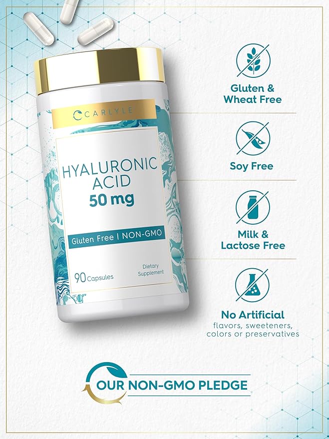 Carlyle Hyaluronic Acid Supplement | 50 mg | 90 Capsules | Non-GMO & Gluten Free