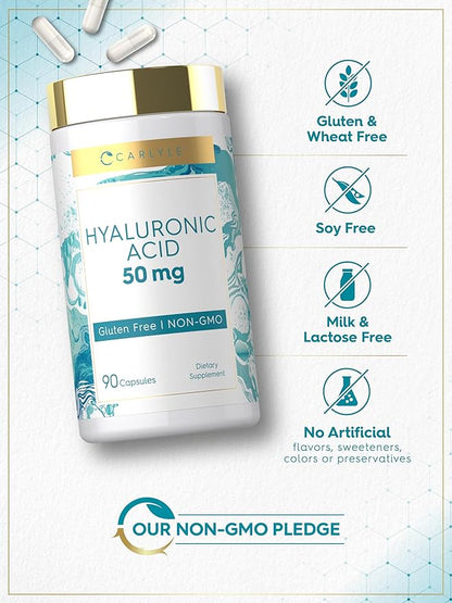 Carlyle Hyaluronic Acid Supplement | 50 mg | 90 Capsules | Non-GMO & Gluten Free