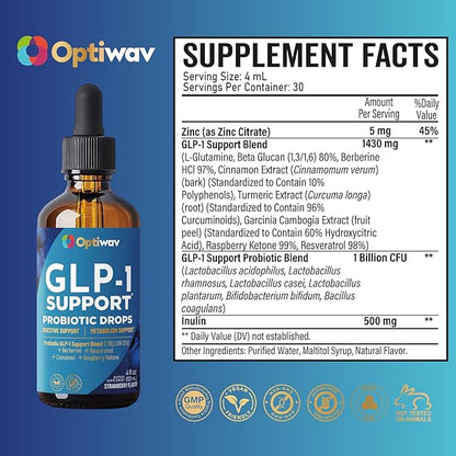 GLP-1 Support Probiotic Supplement for Weight Loss Fat Burner Support - Daily Natural Herbal Supplement for Women Men Digestive & Metabolic Health