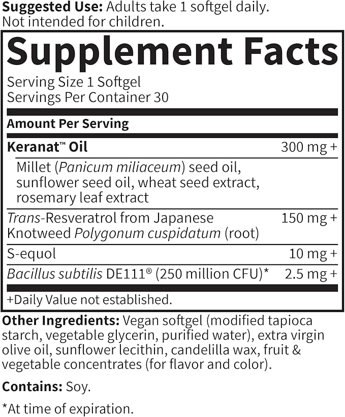 Garden of Life Herbals Menopause Supplement with S-equol & Trans-Resveratrol for Multi-Symptom Relief, Keranat for Thicker, Fuller Hair Growth – Non-GMO, Gluten-Free, Vegan, Berry Flavor, 30 Servings