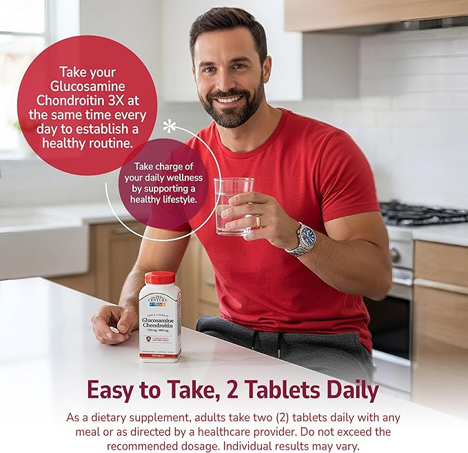 21st Century Glucosamine Chondroitin 750/600mg - Triple Strength, Tablets, 150 Count
