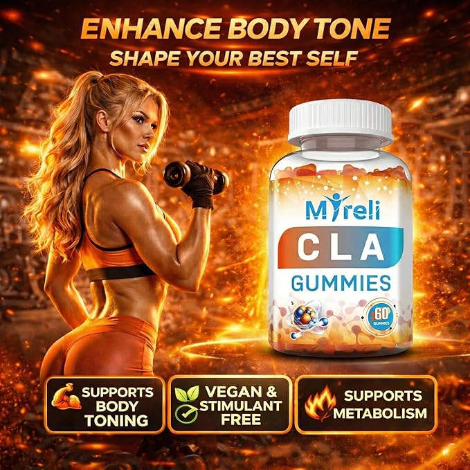 CLA 1000mg Vegan Gummies for Men and Woman 1000mg - 60 Vegan Conjugated Linoleic Acid Chews for Lean Body Support & Caloric Regulation, Resistance Supplement Chews for Muscle, Sugar-Free, Non-GMO