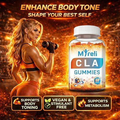 CLA 1000mg Vegan Gummies for Men and Woman 1000mg - 60 Vegan Conjugated Linoleic Acid Chews for Lean Body Support & Caloric Regulation, Resistance Supplement Chews for Muscle, Sugar-Free, Non-GMO