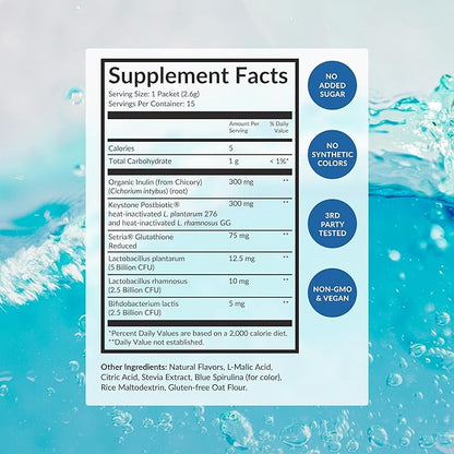 Beam Biotic Probiotics for Women – Gut Health & Digestive Health Powder with Pre, Pro & Postbiotics + Glutathione, Daily Probiotic Drink for Bloating Relief & Gut Balance, 15 Servings, Blue Raspberry