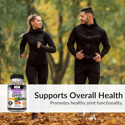 Kaya Naturals Elderberry Immune Support | Vitamins with Zinc and Vitamin C for Adults, Probiotics & Turmeric 1000mg Immune System Booster Sambucus Capsules - 30 Count (Pack of 2)