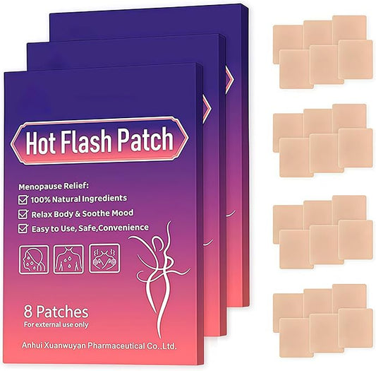 Menopause Relief Patches Therapy Patches Natural Hot Flash Patch for Sleeping Aid & Restful Nights-Relieves Hot Flashes, Dryness, Excessive Sweating-Menopause Support-Estrogen Free(24 Count)