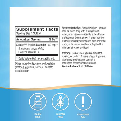 Nature’s Way CalmAid Lavender Oil Supplement for Calm & Stress Support*, Clinically Studied Silexan Lavender Oil, Non-Drowsy, Daily Softgels, 30 Count