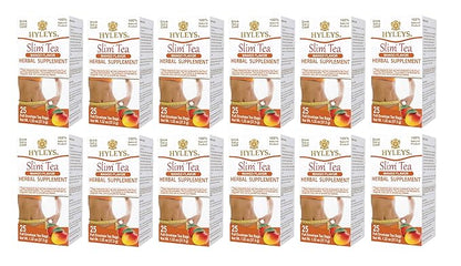 Hyleys Slim Tea Mango Flavor - Weight Loss Herbal Supplement Cleanse and Detox - 25 Tea Bags (12 Pack)
