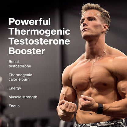 MuscleTech Thermogenic Testosterone Booster for Men, AlphaTest Thermo - T-Boost Mens Supplement with Tribulus Terrestris - Male Gym Workout Supplements for Muscle Growth, Stamina & Energy - 90 Pills