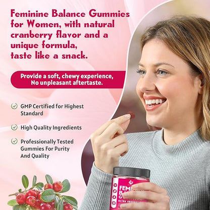 (2 Pack) Sugar Free Premium Feminine Balance Gummies for Women - Vaginal Health, Antioxidant, Digestive Health, PH Balance Support, Vaginal Probiotics for Women Gummies, Max Absorption