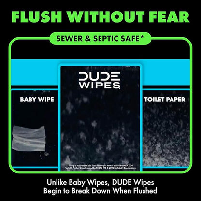 DUDE Wipes MentHOLE XXtreme Flushable Wipes - Menthol Infused Extra-Large Adult Wet Wipes - 6 Pack (288 Count) - Infused with Menthol for a Cooling Sensation - Septic and Sewer Safe