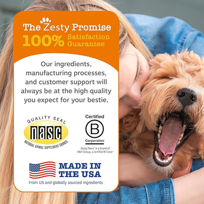 Zesty Paws Dog Multivitamin, Chewable Dog Vitamins and Supplements for Hip & Joints, Skin & Coat, Omega 3 Fish Oil for Dogs- Senior & Puppy Multivitamin - Bison- 90ct