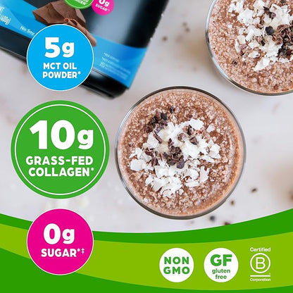 Orgain Keto Collagen Protein Powder, Chocolate - 10g Grass Fed Hydrolyzed Collagen Peptides for Women & Men, Type I & III, 5g MCT Oil - Hair, Skin, Nail, & Joint Support, Non-GMO, Gluten Free - 0.88lb