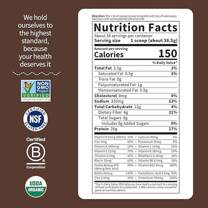 Garden of Life Meal Replacement Shakes, Raw Organic, Chocolate Protein Powder with Plant Based Pea Protein, Sprouts, Greens, Probiotics, Dairy Free 28 Servings