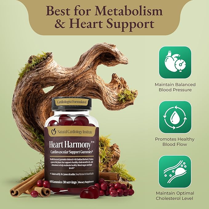 Heart Harmony™ Berberine Supplement Gummies with Ceylon Cinnamon – High Potency berberine with Ceylon cinnamon for Metabolism Blood Sugar Support Healthy Lipid Balance Circulatory Wellness