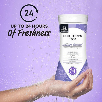 Summer’s Eve Feminine Wash, Delicate Blossom, Daily pH-Balanced Body Wash for Women, Feminine Care to Remove Vaginal Odor, Gynecologist Tested, 9 Fl Oz, Pack of 12