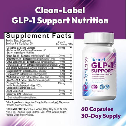 GLP-1 Support Weight Loss Supplement - Natural Appetite Suppressant for Women Men - Berberine Support Activate Hunger Control Curb Cravings Boost Metabolism Fat Burn & Gut Health