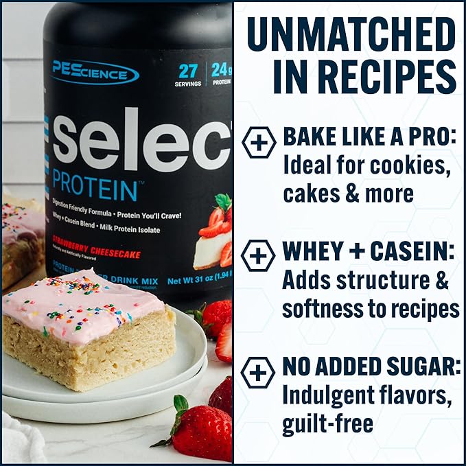 PEScience Select Protein Powder, Whey and Casein Blend, Lean Protein Powder for Women and Men, Low Calorie, Low Carb, Keto Friendly, Gluten Free, Frosted Sugar Cookie - 55 Servings