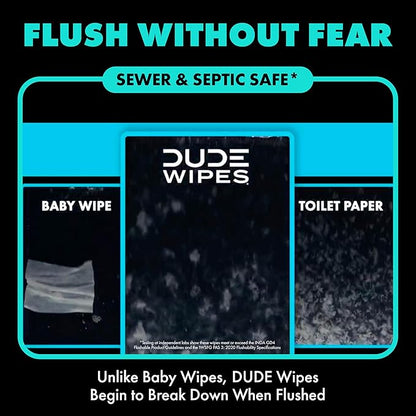 DUDE Wipes Mint Chill Pocket Packs - Travel Wipes - 6 Packs of 8 (48 Count) - On-The-Go Adult Flushable Wipes - Infused with Tea Tree Oil, Vitamin E, and Aloe - Septic and Sewer Safe