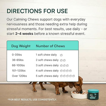 Wuffes Calming Soft Chews for Dogs, Stress Support Supplement with Relora®, L-Theanine, L-Tryptophan & Chamomile, Non-Drowsy Calming Relief for All Dogs, 60 Soft Chews