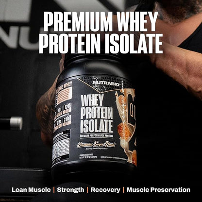 NutraBio 100% Whey Protein Isolate Protein Powder, 25g Protein with Complete Amino Acid Profile, Non-GMO, Soy & Gluten Free, Low Carb, Low Calorie Whey Protein Powder, Cinnamon Sugar Donut, 2 Lbs