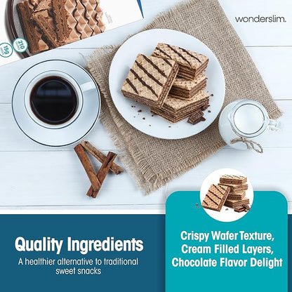 WonderSlim Protein Wafer Snack Bar, Chocolate, 210 Calories, 15g Protein, 0mg Cholesterol (5ct)