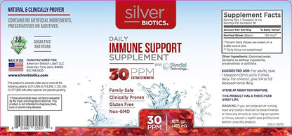 Silver Biotics 30 PPM Extra Strength Daily Immune Support Supplement with Patented Multivalent Silversol Technology | The Perfect Daily Defense Boost for Your Immune System | 16 Fl Oz