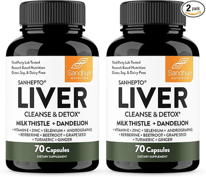 Sandhu's Liver Cleanse Detox & Repair Support Capsules with Milk Thistle & Dandelion Root | Herbal Supplement Pills for Liver Health | for Men & Women | Made in USA | Viral on Tiktok | 140 Count