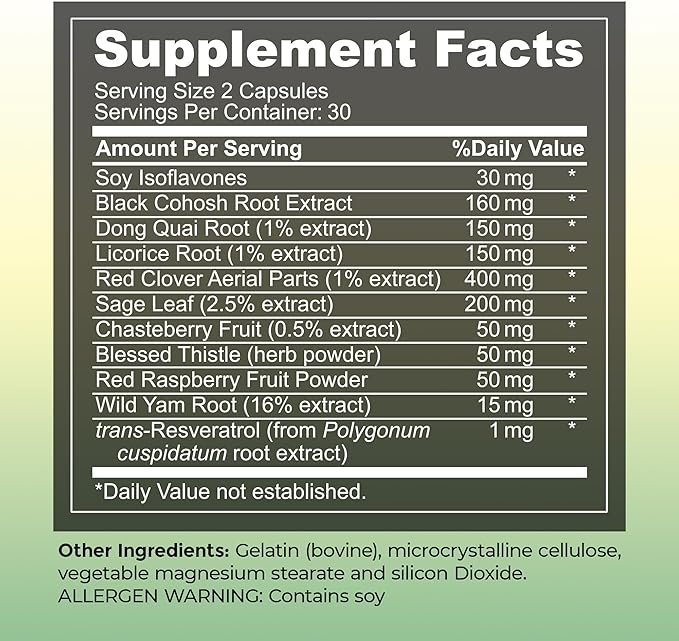 UltaLife Her Harmony Menopause Supplements for Women - Hot Flashes Menopause Relief & Hormone Balance for Women - Contains Black Cohosh, Dong Quai, Red Clover & More - Estrogen Free - 60 Capsules