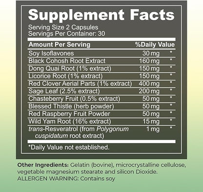 UltaLife Her Harmony Menopause Supplements for Women - Hot Flashes Menopause Relief & Hormone Balance for Women - Contains Black Cohosh, Dong Quai, Red Clover & More - Estrogen Free - 60 Capsules
