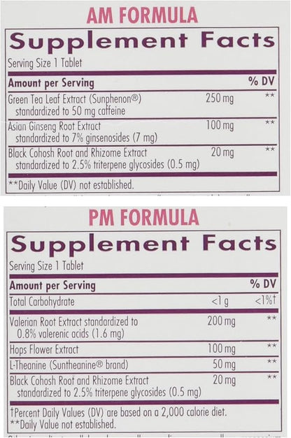 Enzymatic Therapy AM/PM Menopause Hormone-Free Formula Daytime Energy & Restful Sleep,60 Count (Pack of 2)