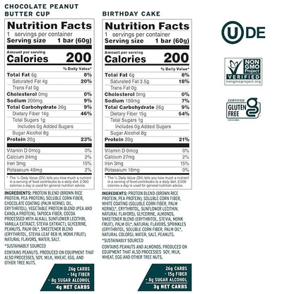 No Cow High Protein Bars, Dipped Variety Pack - Healthy Snack, 20g Vegan Protein, High Fiber, Low Sugar, Keto Friendly, Dairy & Gluten Free (12 Count)