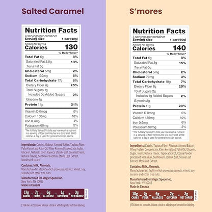 Magic Spoon Treats - 16 High Protein Bars: 8 Salted Caramel & 8 Smores - High Protein Gluten Free Snack - Sugar & Gluten Free Protein Cereal Bar - Low Carb, Keto Friendly - Healthy Snacks