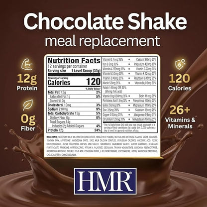 HMR 120 Chocolate Shake Meal Replacement Powder | Chocolate Shake Mix to Support Healthy Weight Loss | 12g of Protein | Nutritional Drink | Low Calorie Food | 12 Servings