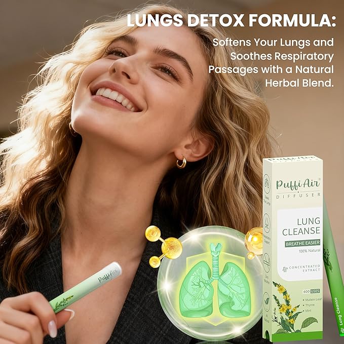 Herbal Diffuser Pen, Detox Diffuser with Mullein, Thyme & Mint for Better Breathing, All Natural Swap - Up to 600 Uses (Varies by Usage), 4 Diffusers, 2 Packs