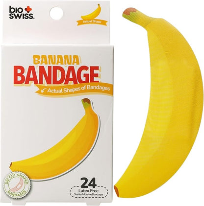 BioSwiss Bandages, Banana Shaped Self Adhesive Bandage Set, Latex Free, Sterile Wound Care, 24 Count