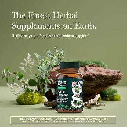 Gaia Herbs Oil of Oregano - Immune & Antioxidant Support Supplement - with Oregano Oil, Carvacrol & Thymol* - 60 Vegan Liquid Phyto-Caps (60 Servings)