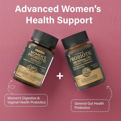 Probiotics for Women – Women’s Probiotic for Digestive, Vaginal, Urinary Health & pH Balance – 100 Billion CFU, 11 Strains with Organic Prebiotics, Cranberry Extract, D-Mannose – Non-GMO, 120 Caps