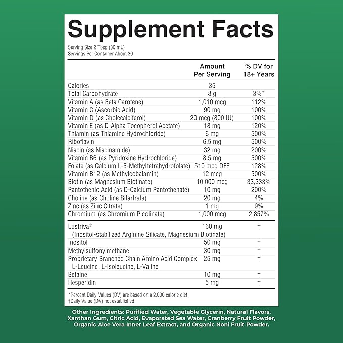 MARYRUTH'S Liquid Multivitamin+Hair Growth | Clinically Tested for Thicker Hair & Facial Wrinkles in Women | Biotin 10000mcg | Lustriva Hair Growth Supplement | Skin Care | Age 18+ | 30 Fl Oz